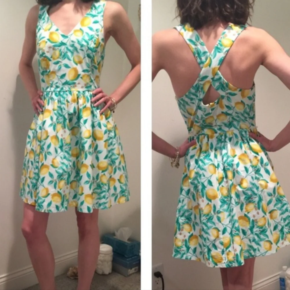 Elle Lemon Print Dress Size 4‎ - Picture 8 of 8